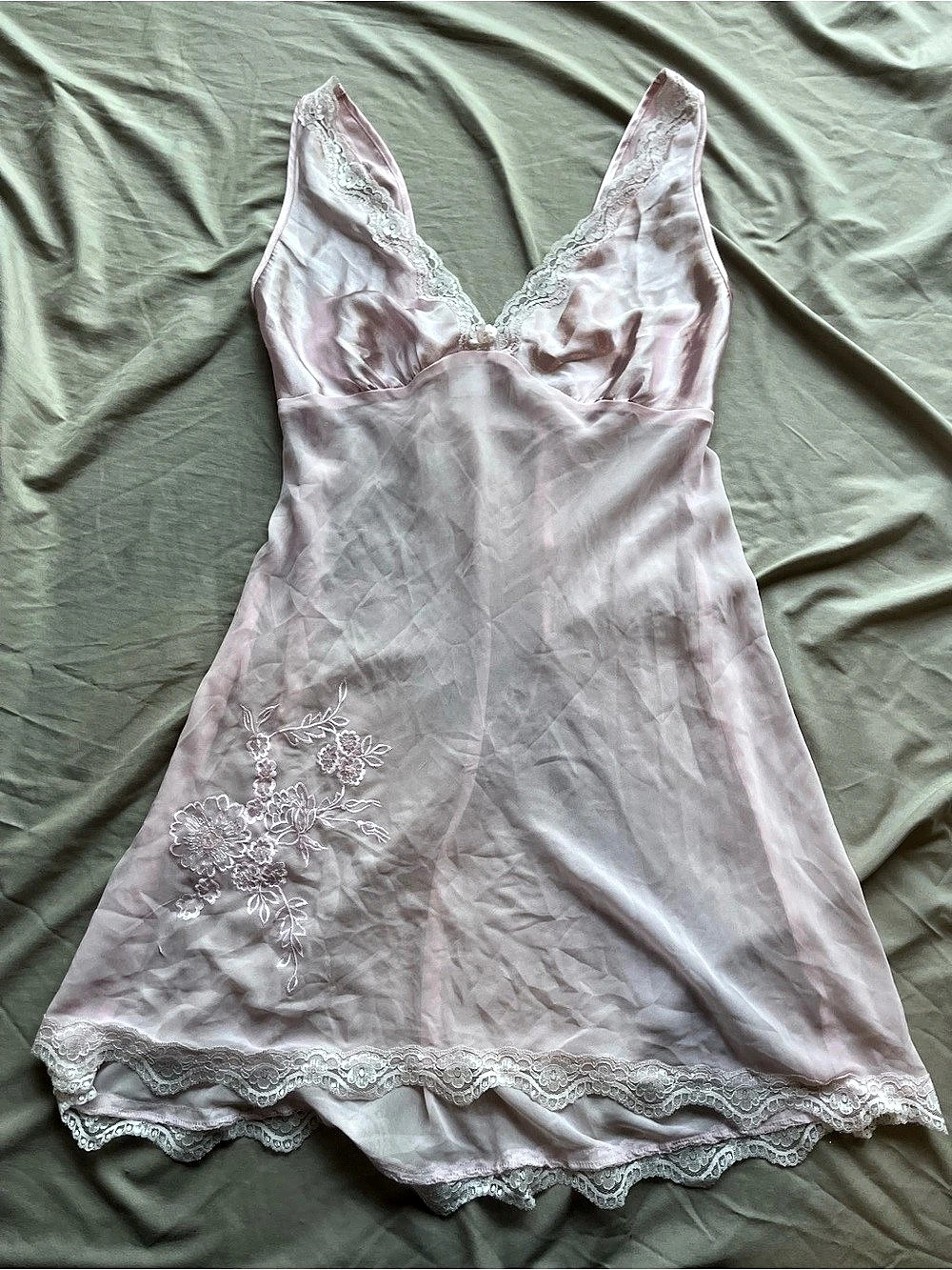 Victoria's Secret Satin Lace Chemise in Pink Size Medium